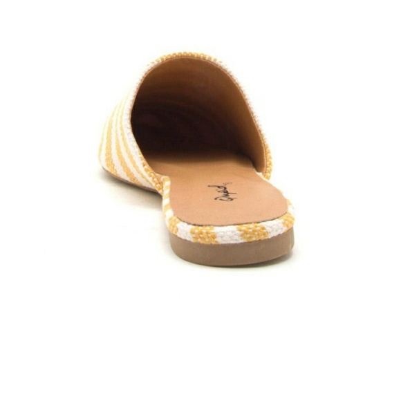 NIB Knit Yellow And White  Pinstripe Mules Size 10 NEW - Picture 3 of 6